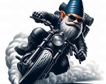 Clipart Gnome Biker / 10 PNG di alta qualità / Gnome png , Download digitale istantaneo / Libro dei ricordi / Diari spazzatura / Scrapbook / Uso commerciale