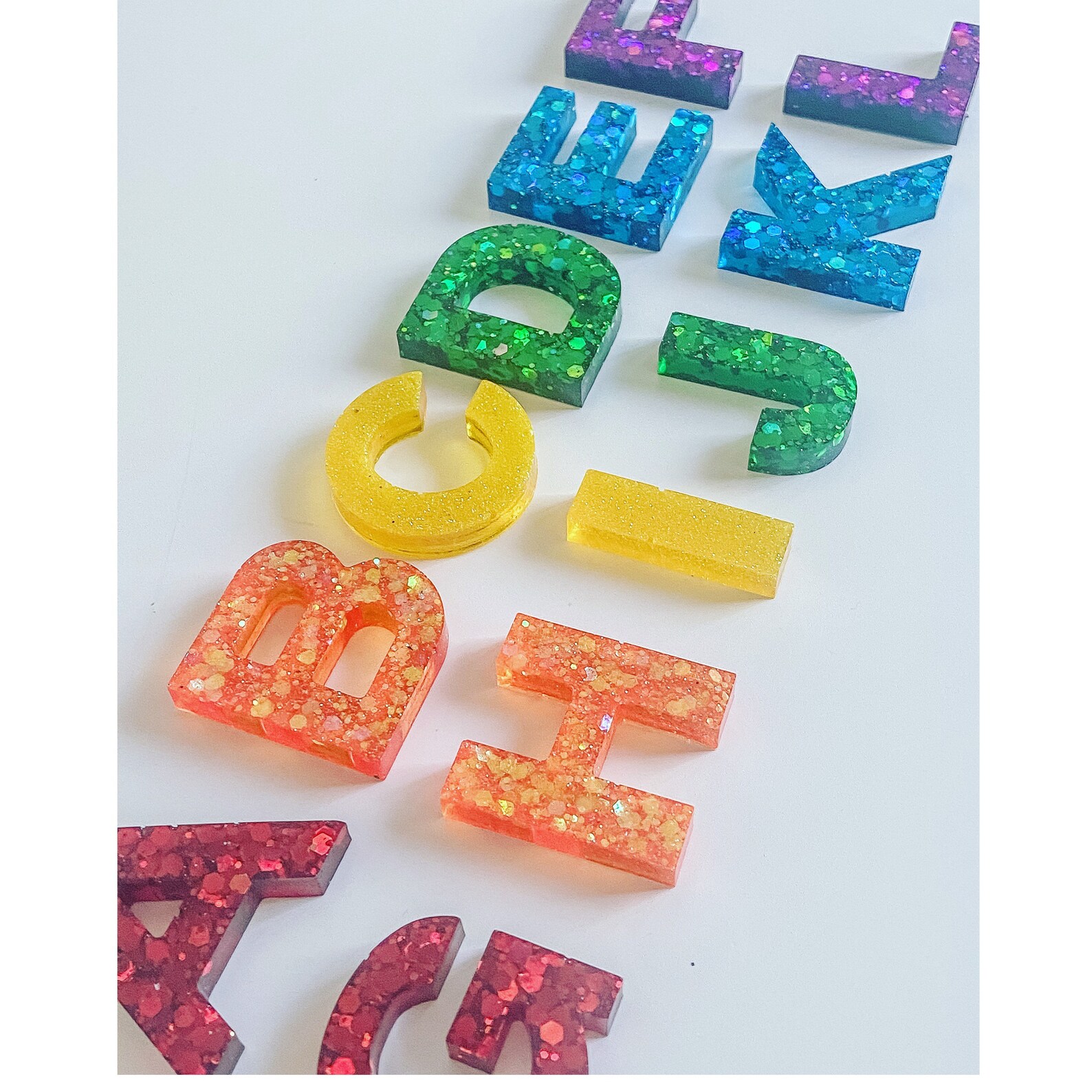 Rainbow Glitter Resin Letters Etsy