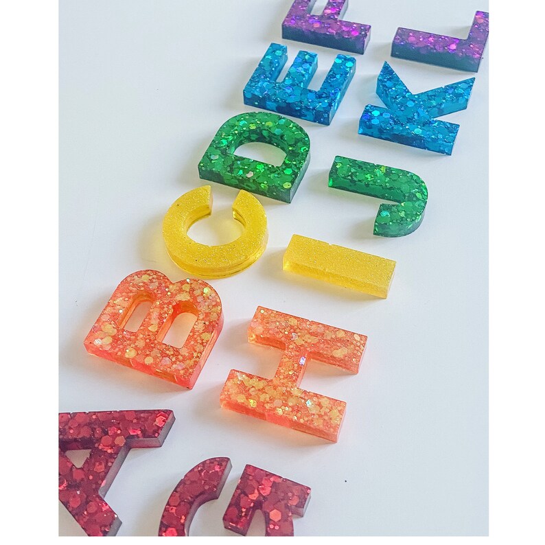 Rainbow Glitter Resin Letters Etsy