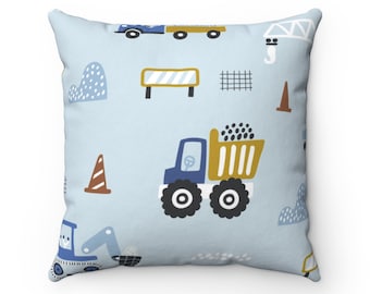 Construction Nursery Decor pillows | Trucks theme Kid pillow Covers | Toddler pillow covers and pillows