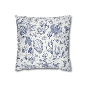 Blue and White Chinoiserie Pillow Cover: Floral Throw Pillow