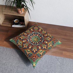 Groot mandala-vloerkussen: zitkussen met oosters decor