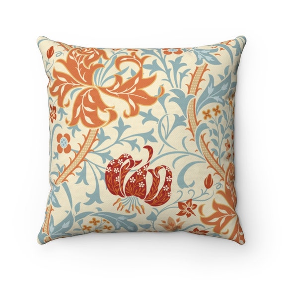 Thibaut Pillow, Throw Pillow Covers, William Morris Vintage Floral Pattern  With Big Flowers, Square and Lumbar Pillows, Decorative Pillows 