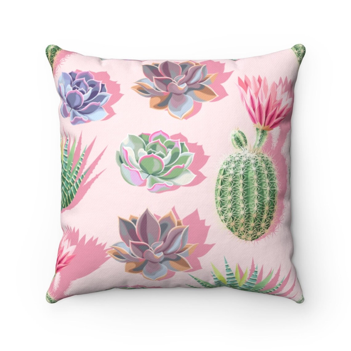 Pink Succulent Pillow Covers, Square and Lumbar Throw Pillows Etsy
