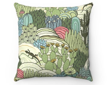 Succulent pillow cover and pillows , Spun Polyester green Square Pillows and lumbar pillows, covers and inserts