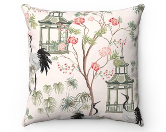 Bamboo Chinoiserie Asian Preppy Throw Pillow Cover w Optional Insert by Roostery Bamboo Chinoiserie Asian Preppy Throw Pillow Cover w Optional Insert by Roostery
