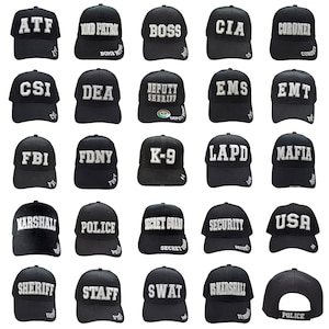 Embroidered POLICE FBI CIA Coroner Csi Dea Ems Emt Fdny K-9 Lapd Security Sheriff Staff Swat Usa 3-D Baseball Caps