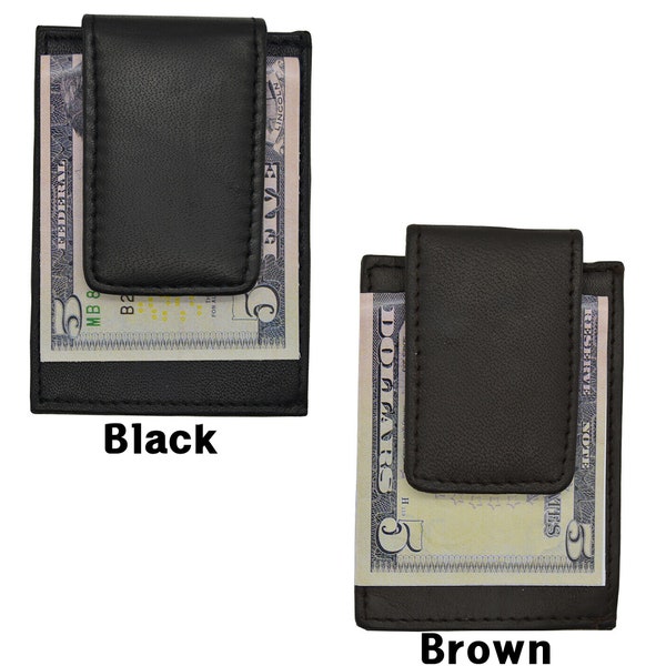 Genuine Leather Money Clip & Slim Front Pocket Wallet New Credit Card Holder