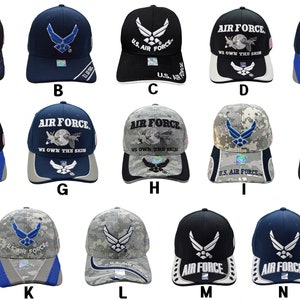 Officially Licensed United States Air Force Logo Embroidered Black, Navy Blue, Camouflage Baseball Cap