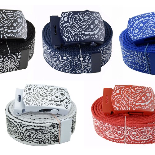 Unisex Canvas Military Bandana Pattern Flip Top Web Belt & Etsy