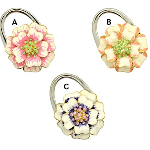 Rhinestone Flowers Purse Hook Table Handbag Holder
