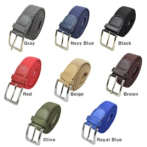 Men Elastic Expandable Braided Fabric Woven Stretch Belts