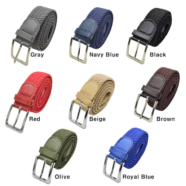 Men Elastic Expandable Braided Fabric Woven Stretch Belts