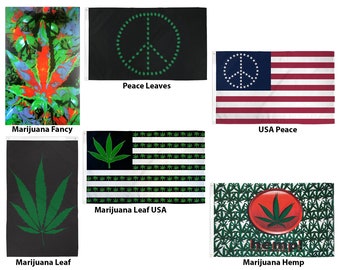 Marijuana Leaf Polyester Flag 3x5 Feet Indoor Outdoor Rainbow Flag