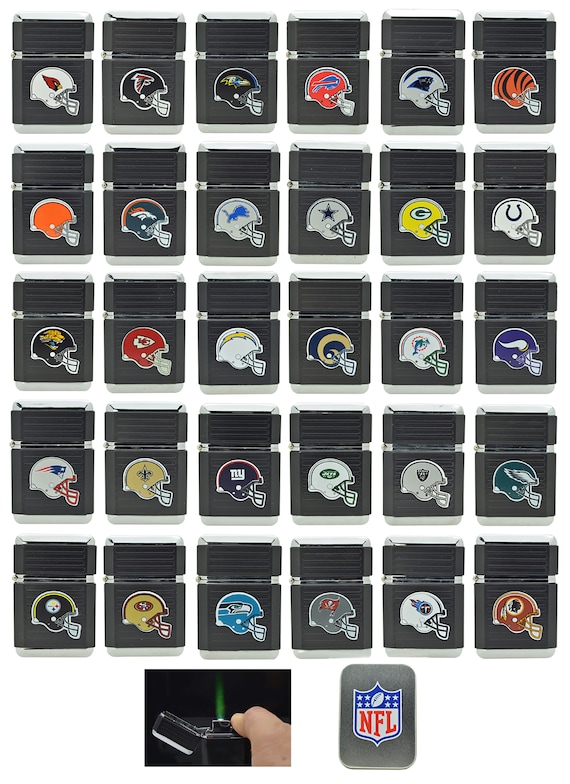 NFL Official License Windproof Refillable Butane Torch Lighter Tin Gift Box