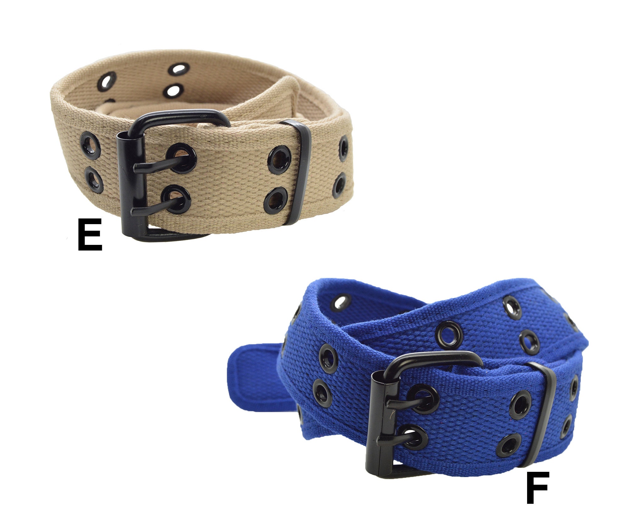 Double Grommet Canvas Nylon Web Belt with Buckle Closure Military Double Prong Canvas Belt, Heavy Duty Army Pistol  main image 3