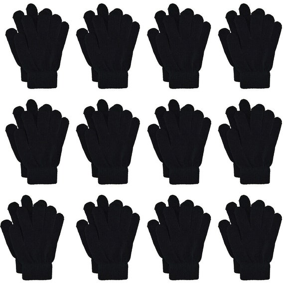 Winter Gloves Women 6 Pair Men's Women Black Thermal Warm Magic Winter Gloves Knit Womens Gloves
