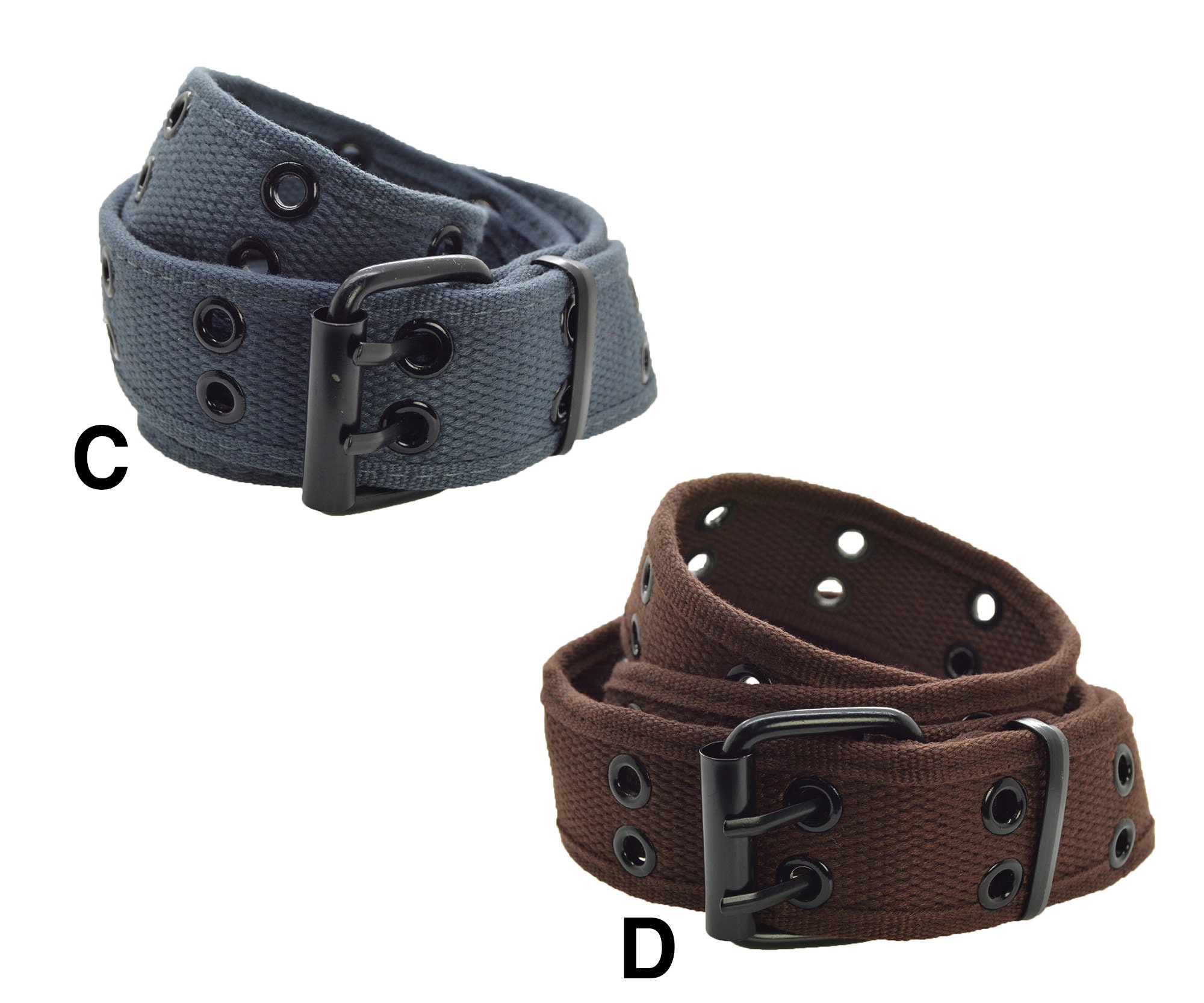 Men & Women Double Grommet 2 Hole Stitched Canvas Fabric Web 