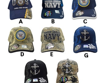 Officially Licensed United States "Navy" Logo Embroidered Black, Red, Camouflage Baseball Cap