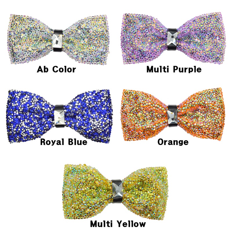 Black Rhinestones Adjustable Party Bow Ties
