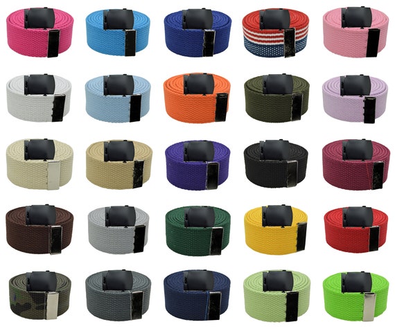 48 54 60 72 Canvas Military Web Belt Plain Black Buckle Etsy Canada