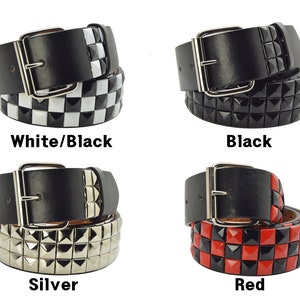 Men & Women Studded Belt, Metal Punk Rock Rivet Belt with Bright Pyramid Studded