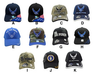 Officially Licensed United States Air Force Logo Embroidered Black, Navy Blue, Camouflage Baseball Cap