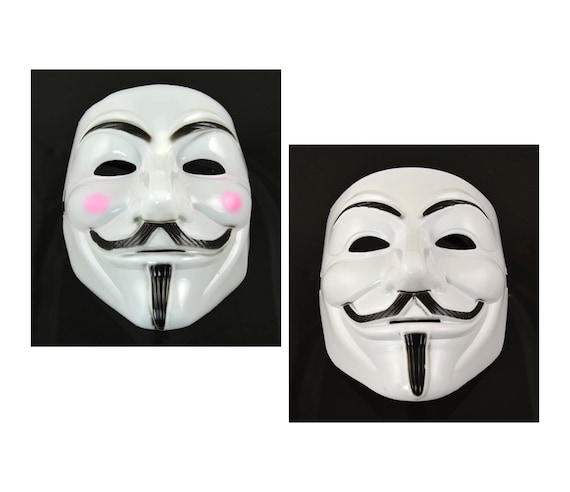 Máscara De Guy Fawkes (Anonymous) - 2 Unidades En Blanco Y Beige - Para Disfraces De Halloween, Cosplay O Fiestas