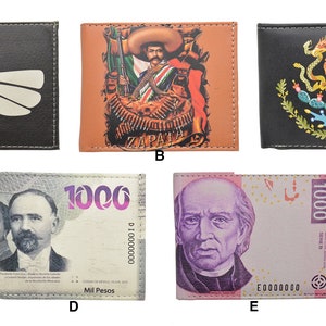 Tems Cartera plegable de piel sintética hecha a mano para hombre "Zapata, Hecho en Mexico, Mexico Eagle, Money"