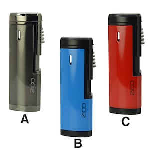 Zico Refillable Butane Adjustable Quad 4 Jet Torch Flame Lighter