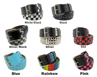 Men & Women Studded Belt, Metal Punk Rock Rivet Belt with Bright Pyramid Studded