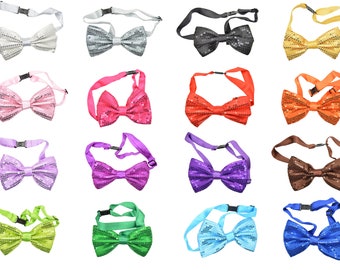 Mens Fashion Sequin Bow Tie for Weddings, Costumes, Prom Parties 16 Colors