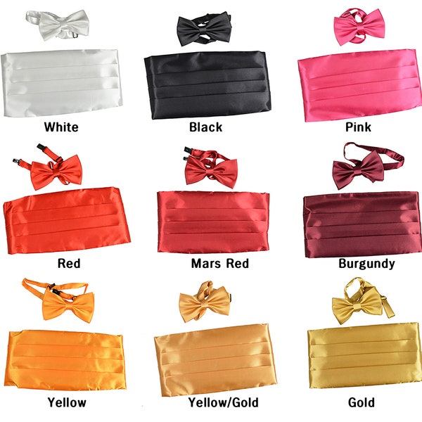 Men's Wedding Party Cummerbund and Pre tied Bow Tie Set