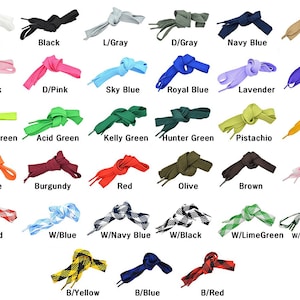 May include: A variety of shoelace colors and patterns, including white, black, gray, pink, blue, green, orange, red, brown, yellow, and multi-colored options.