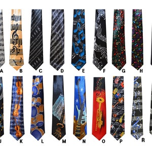 Mens Musical instrument Musical Notes tie Music Neckties 18 Designs
