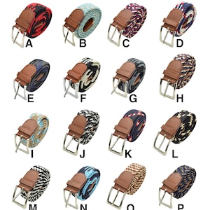 Men Elastic Expandable Braided Fabric Woven Stretch 2 Tone Color Belts