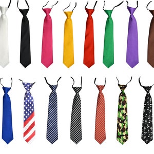 Boys Kid&#39;s Stylish Jacquard Woven Fastener Up Stretchy Pre-tied Necktie