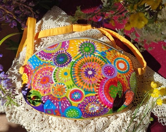 Bright yellow women's shoulder bag made exclusively, custom small boho crossbody purse, one of a kind bag for women inspired by Africa