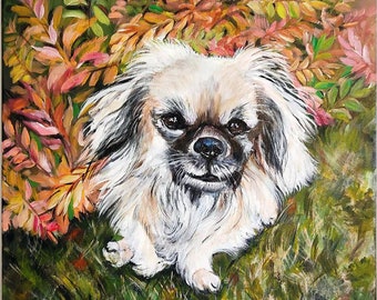 Pekingese painting from photo, custom dog painting, personalized dog mom gift, dog memorial gift, dog remembrance gift, custom dog portrait