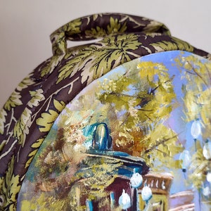 Beautiful hand painted backpack with a poetic autumn landscape, one of a kind custom women's backpack, autumn handmade backpack for women image 5