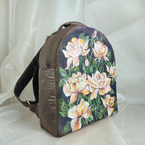 Painted Floral Backpack for Women, Custom Laptop Backpack  display picture 1