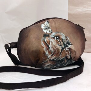 Peinture personnalisée portrait de chien à partir d'une photo, sac yorkshire terrier personnalisé, mini bandoulière, sac à bandoulière peint pour femmes, sac à main à bandoulière