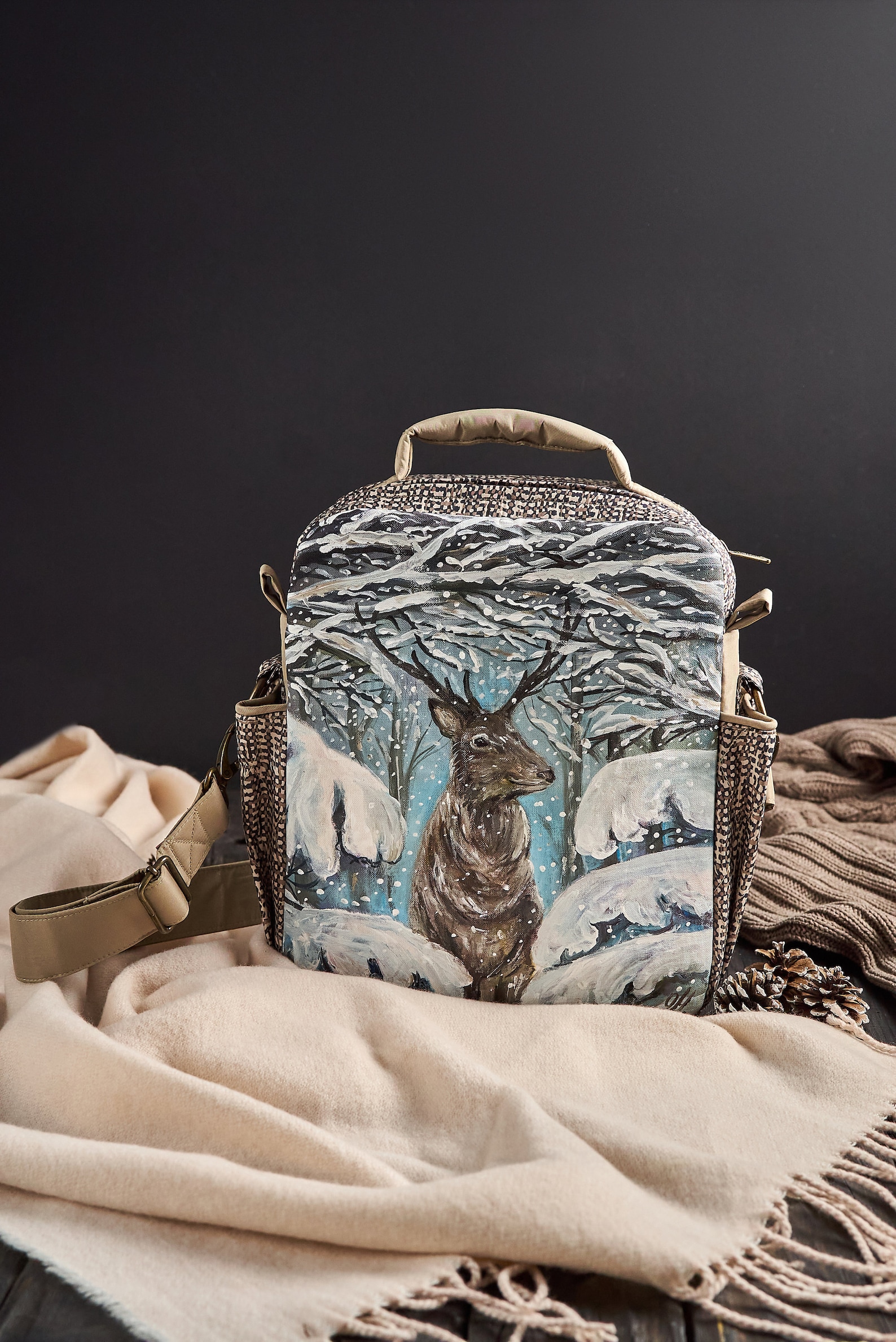 Custom unique hand painted deer bag beautiful painted deer on Etsy