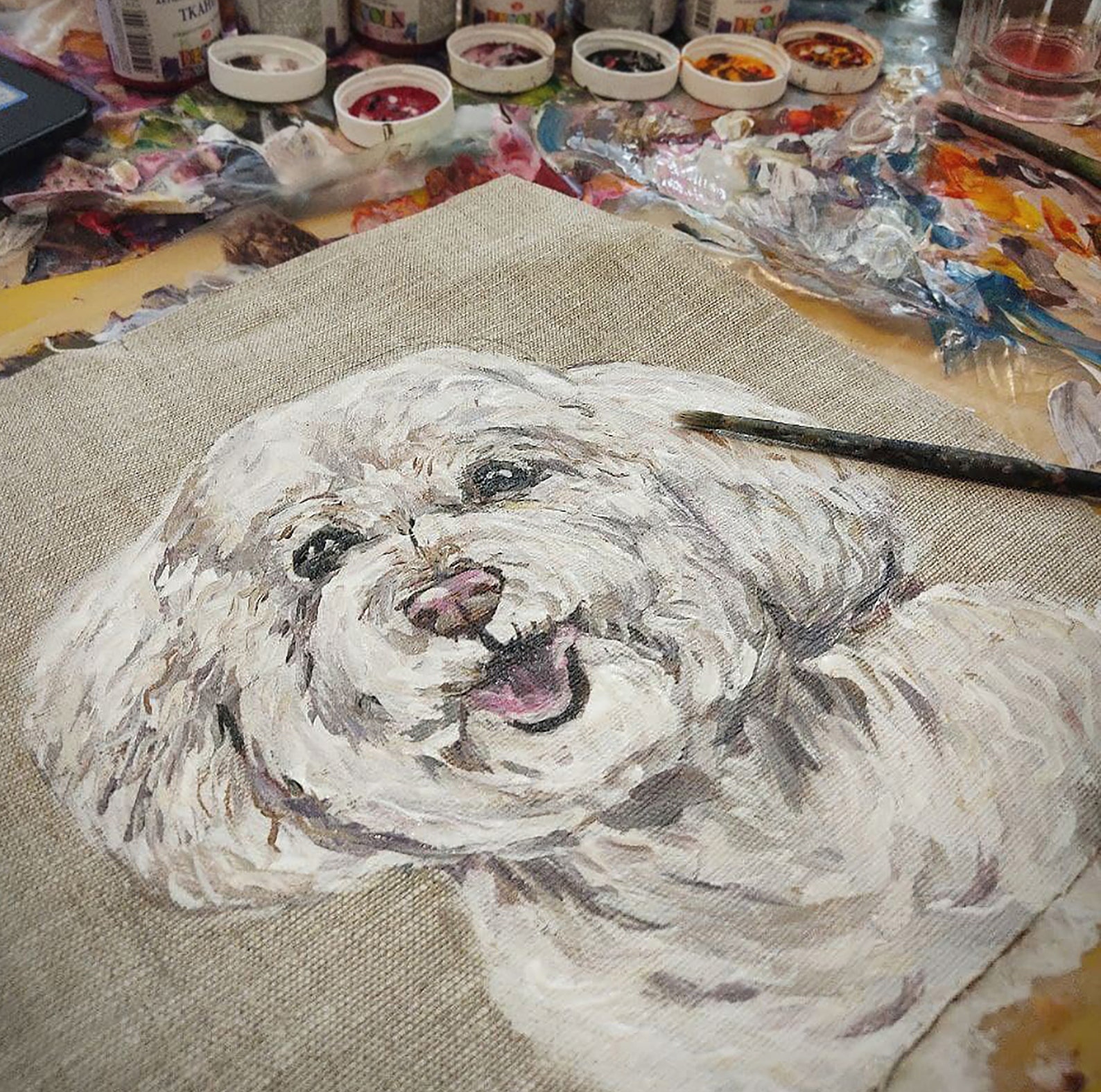 Custom Pet Portrait on a Bag Handmade Made by the Artist to Etsy