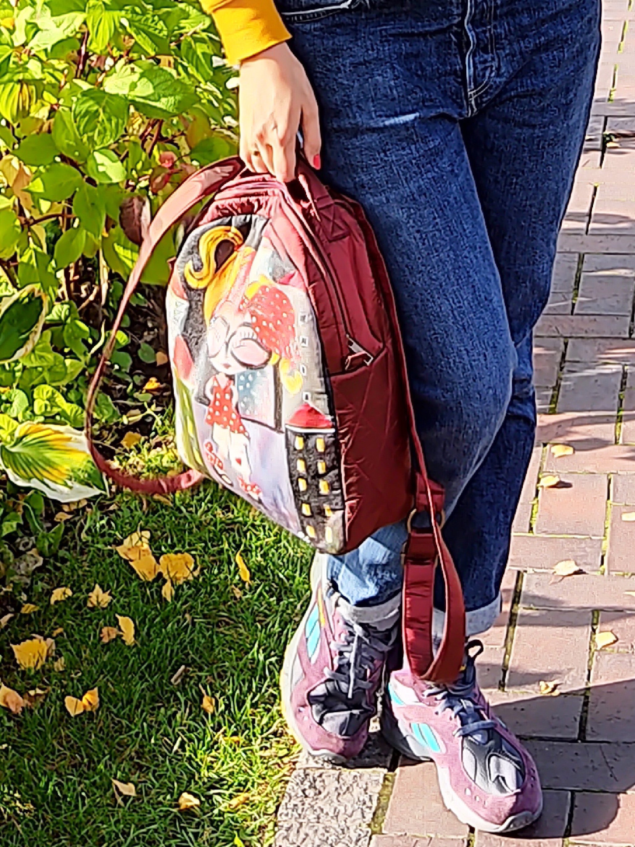 Custom mini backpack women hand painted fabric small Etsy