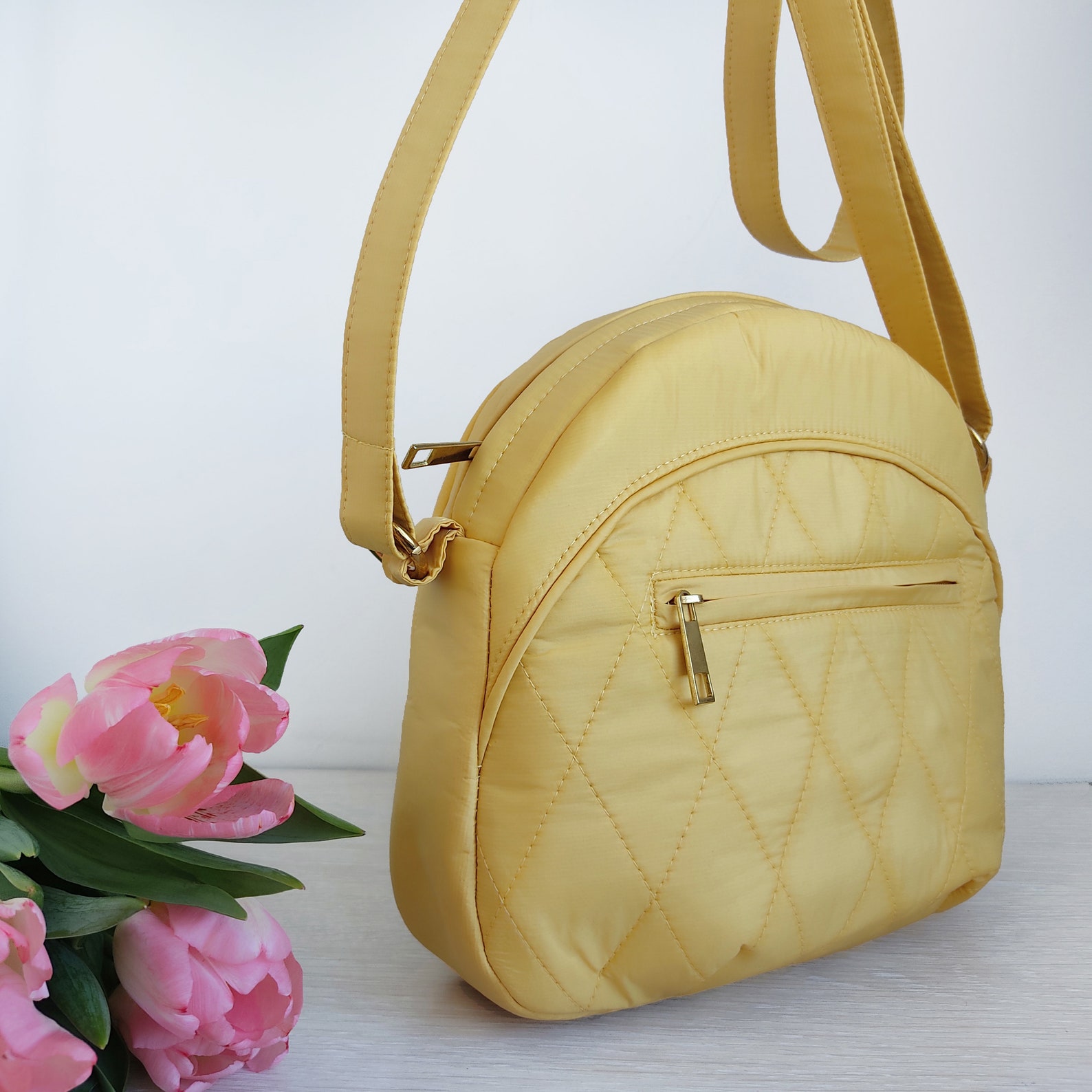 Yellow hand painted crossbody bag for women with painted Etsy