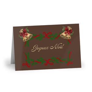 Kartki z życzeniami świątecznymi Joyeux Noël - świąteczne artykuły piśmiennicze, 1 lub zestaw 10 kartek, życzenia sezonowe, kartki z życzeniami wesołych świąt