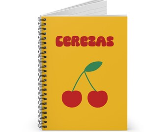 Cuaderno espiral de cerezas, papelería bonita, regalo para estudiantes, diario, regreso a clases, amantes de las cerezas