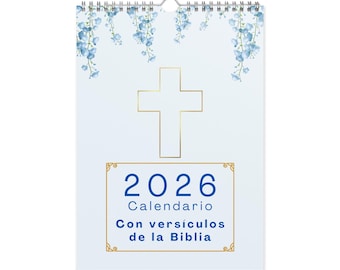 Versículos de la Biblia - calendario (2026), Spanish Bible verse calendar with watercolor designs, monthly wall calendar for Spanish homes