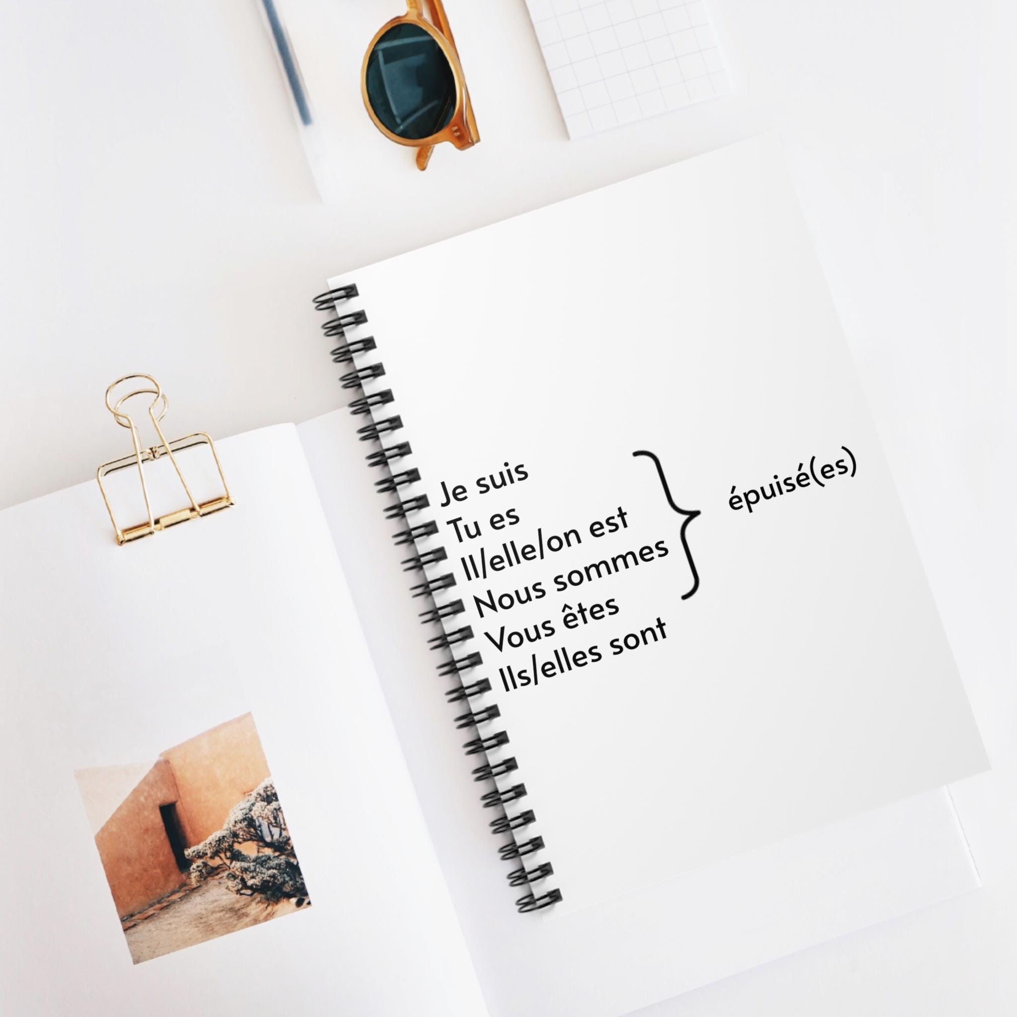 I'm exhausted French Spiral Notebook - Ruled Line, Je suis épuisée, Funny French gifts, for French teachers, school, French tutor gift